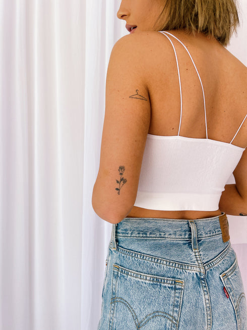 Lulu Ribbed Brami// White